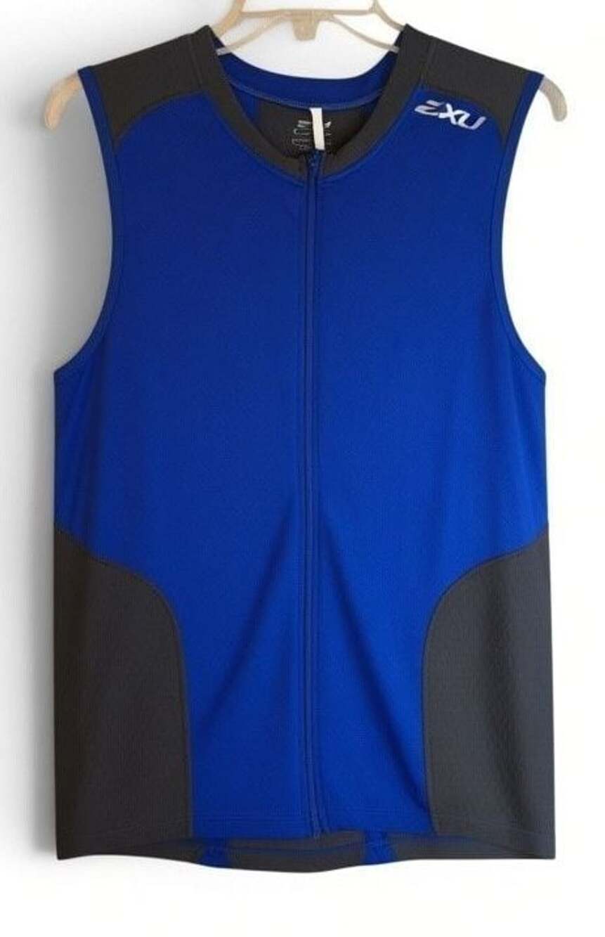 2XU Men's Blue And Gray Full Zip Tri Singlet XXL